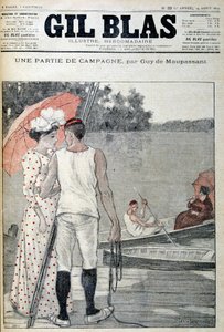 Titelblatt von „Gil Blas“ illustriert „Ein Teil der Kampagne“ von Guy de Maupassant. 14/08/1892.