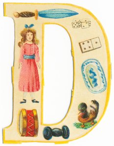 D: Dolch, Puppe, Würfel, Domino, Trommel, Schale, Hantel, Ente