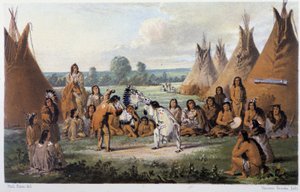Tanz bei den Indianern Amerikas - in Wandering of an artist among the indians of north america von Paul Kane, Longmans & Roberts, London