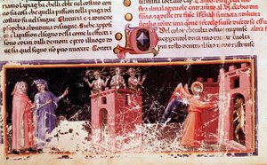 Dante und Virgil am Tor von Dite, bewacht von den Furien (Gesang 9 aus der Hölle, in der Göttlichen Komödie) (Miniatur)