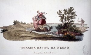 Deanire entfernt durch den Zentaur Nessus - Gravur