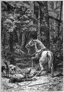 Tod von Rufus, Wilhelm der Rote (König Wilhelm II.), getötet durch einen Pfeil bei der Jagd im New Forest