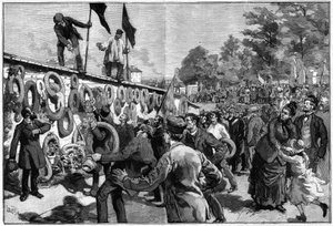 Demonstration der Anarchisten am Père Lachaise vor dem Grab der Föderierten am 27. Mai 1888