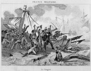Zerstörung des Schiffes „The Avenger“ durch die englische Flotte am 1. Juni von Unknown artist