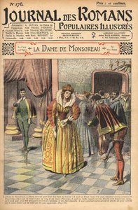 Diane, als Gräfin von Monsoreau anerkannt, wurde dem Gerichtshof zugeteilt. Illustration von „Die Dame von Monsoreau“ von Alexandre Dumas. In „Journal of illustrated popular novels“ von Unknown artist