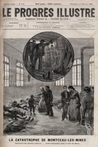 Katastrophe des Brunnens Sainte Eugenie oder Katastrophe von Montceau-les-Mines in Burgund im Jahr 1895 - Gravur in „Le Progres illustré“ von 1895