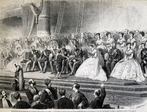 Verleihung der Auszeichnungen an die Preisträger der Weltausstellung - Der Kaiser erhält von seinem Sohn, dem kaiserlichen Prinzen, den Grand Prix für seine Arbeiterhäuser und Musterfarmen von Unknown artist