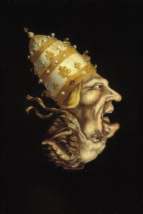 Doppelporträt mit Papst und Teufel (Umkehrbild)