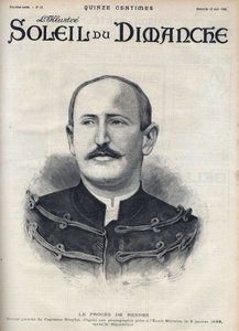 Dreyfus-Affäre: Porträt von Alfred Dreyfus (1859-1935) nach seiner Degradierung während des Rennes-Prozesses. Gravur in „Le soleil-du-dimanche“, 13. August von Unknown artist