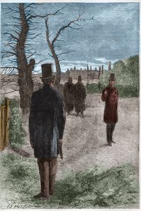 Duell zwischen George William Finch-Hatton, Earl of Winchilsea (1791-1858) und Arthur Wellesley, Duke of Wellington (1769-1852) in Battersea Fields am 21. März 1829
