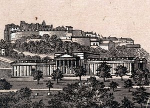 Edinburgh, Schottland: Blick auf die Nationalgalerie in „Die Welt illustriert 168 Ansichten“ (Ende des 19. Jahrhunderts)