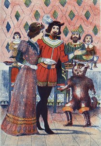 Verlobung des Marquis von Carabas und der Königstochter. Illustration zu „Der gestiefelte Kater“ von Charles Perrault von Unknown artist