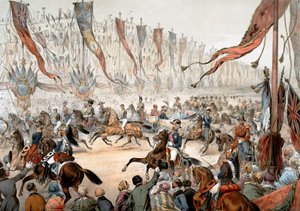 Einzug von Königin Victoria von England in Paris in Anwesenheit von Napoleon III am 18. August
