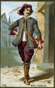 Étienne Marin Mélingue (1808-1875), französischer Schauspieler, der die Rolle des Artagnan spielte. Chromolithographie des 19. Jahrhunderts