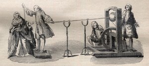 Erfahrung mit der Boze-Maschine: Entzündung des Weingeistes mit der Spitze eines Schwertes von Unknown artist