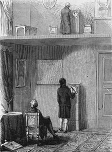 Experiment in der elektronischen Telegrafie durchgeführt von Jean Alexandre vor dem Präfekten von Wien. In „Album de la Science“, Éditions Jouvet