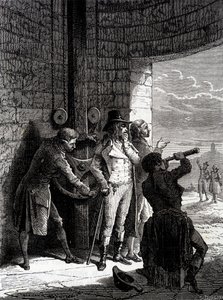 Experiment des Chappe-Telegraphen am 12. Juli 1793, von Ménilmontant nach Saint-Martin-du-Tertre vor den Kommissaren der Konvention - in „Die Wunder der Industrie“ von Louis Figuier von Unknown artist