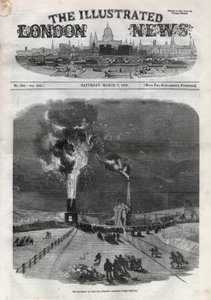 Explosion im Kohlebergwerk Lund Hill in Barnsley, England. Gravur in „The Illustrated London News“ vom 7. März