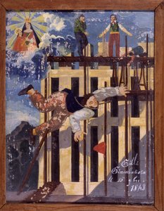 Stürzender Zimmermann von einem Gerüst - Ex-voto von Notre Dame de Laghet