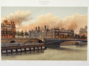 Brand des Hôtel de Ville de Paris am 24. Mai 1871 - Lithografie