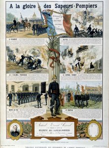 Feuerwehrleute: Zum Ruhm der Sapeurs - in „Historische Gemälde der Regimenter der französischen Armee“ um 1890 von Unknown artist