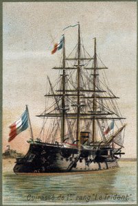 Linienschiff „Der Dreizack“. um 1890. Chromolithographie des 19. Jahrhunderts