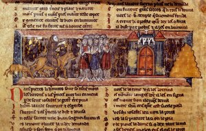 Erster Kreuzzug (1096-1099): Peter der Einsiedler (1050 - 1115), französischer religiöser Führer des Ersten Kreuzzugs Harangue les Croises. Manuskript des Ritters zum Schwan
