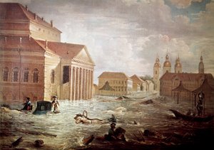 Überschwemmungen in der Stadt Sankt Petersburg in Russland, 19. Jahrhundert, Privatbesitz