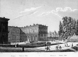 Florenz: Blick auf den Pitti-Palast zu Beginn des 19. Jahrhunderts