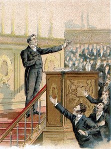 François Guizot (1789-1874), französischer Historiker und Politiker in der Abgeordnetenkammer im Jahr 1844.