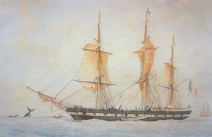 Französisches Walfangschiff, ca. 1845