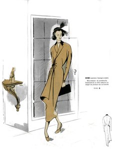 Französische Mode, Haselnuss-Mantelkleid-Design von Unknown artist