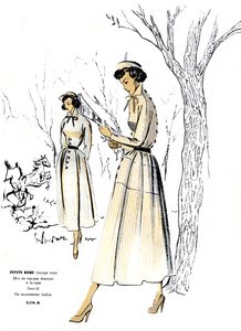 Französische Mode, kleines gestreiftes Kleid-Design von Unknown artist