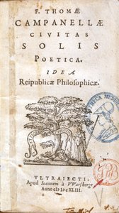 Frontispiz von „Civitas Solis Poetica. Idea Reipublicae Philosophicae“ von Tomaso Campanella von Unknown artist