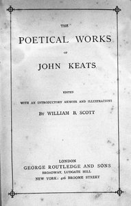 Frontispiz von „Poetical Works“ von John Keats (1795-1821) 19. Jahrhundert