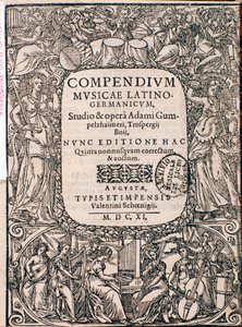 Frontispiz des Compendium Musicae von Adam Gumpelzhaimer