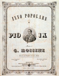 Frontispiz der Partitur des Volksliedes für Pius IX. von Gioacchino Rossini