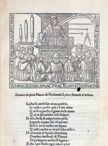 Frontispiz des Traktats Angelicum ac divinicum opus musicae von Franchino Gaffurio