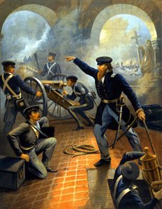 General Grant (1822 - 1885) während der Kapitulation von Mexiko-Stadt (Mexikokrieg: 1845 - 1848) - Gravur zwischen 1860-1870.