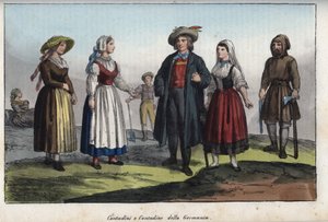 Deutsche Bauern - Gravur aus „Usi e Costumi di Tutti i Popoli dell