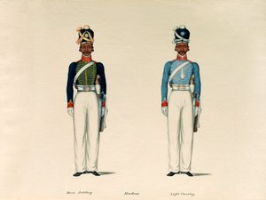 Golundauz, Madras Horse Artillery; und Sowar, Madras Light Cavalry, ca. 1835 von Unknown