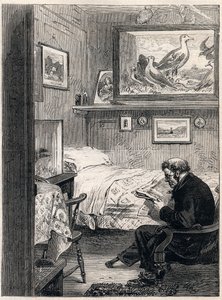 Greenwich Hospital Kabine Royal Charles Ward - Gravur von 1865 eines Marinepensionärs in seinen Ruhestandsquartieren (Greenwich Hospital) von Unknown artist