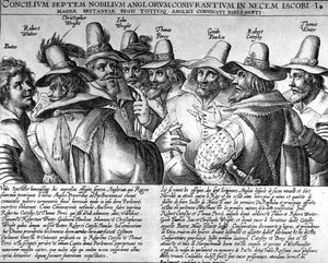 Schießpulver: Bates, Robert Winter, Christopher Wright, John Wright, Thomas Percy, Guido Fawkes, Thomas Winter