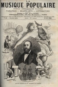 Gustave Nadaud (1820-1893), französischer Liedermacher und seine Lieder - Gravur in „Populäre Musik“ illustriertes Wochenblatt - 1882