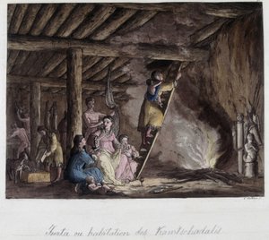 Wohnung der Kamtschadalen, Sibirien. In „Das alte und moderne Kostüm“ von Unknown artist