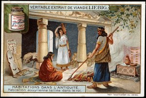 Wohnungen in der Antike: Assyrische Behausung in den Fels gehauen (Mesopotamien) von Unknown artist