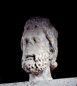 Kopf des Königs von Juda von der Kathedrale Notre Dame de Paris. Um 1220-1230 Paris, Nationalmuseum des Mittelalters, Thermes de Cluny von Unknown artist