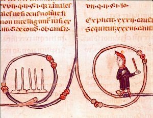 Geschichte des kanonischen Rechts: Das Kegelspiel (Miniatur aus „Decretum Gratiani“) von Unknown artist