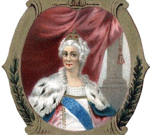Geschichte Russlands: Porträt von Katharina II. von Russland (1729-1796). Späte Chromolithografie des 19. Jahrhunderts.