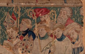 Geschichte von Saint Piat und Saint Eleuthère, Szene 10: Saint Eleuthère wird zum Bischof geweiht (Detail) von Unknown artist